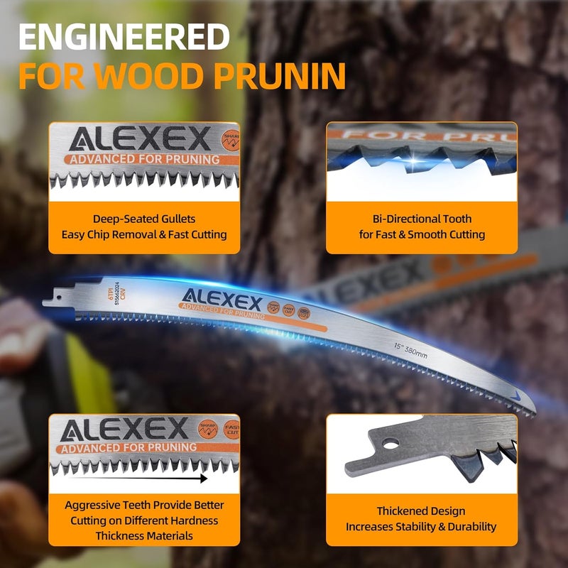 ALEXEX 6Pcs 15" Japanese Teeth Reciprocating Saw Blades for Wood Cutting and Tree Trimming, 6TPI Arc Curved Wood Sawzall Blades for PVC Pipe Cutting, Cr-V Sabre Sawzall Pruning Blades 15 Inch - Image 4